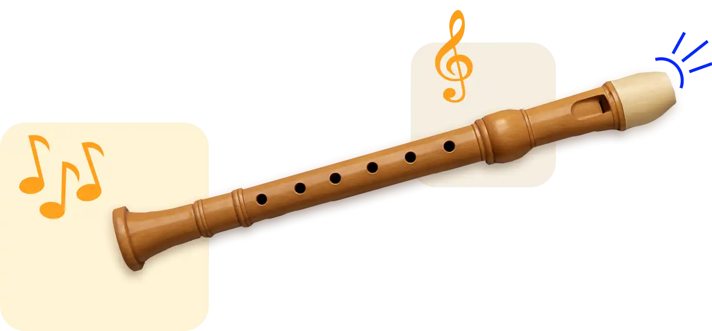 Verzierte Grafik einer Blockflöte